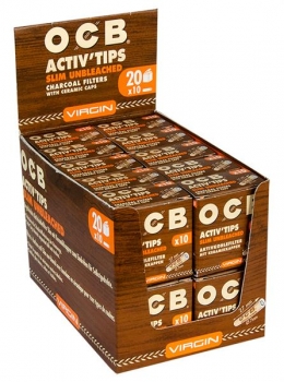 1x OCB Activ Tips Slim Virgin Unbleached Aktivkohlefilter ø7mm 10er Schachtel